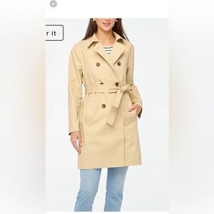 J. Crew Khaki Tan Trench Coat Jacket Cotton Size 00 BO622